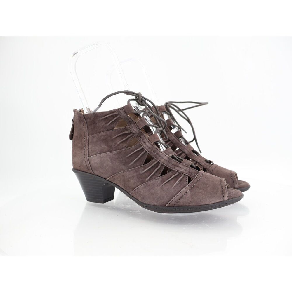Earth Women's Aurora Sandal Size 8 Block Heel Slingback Open Toe Brown Shoes